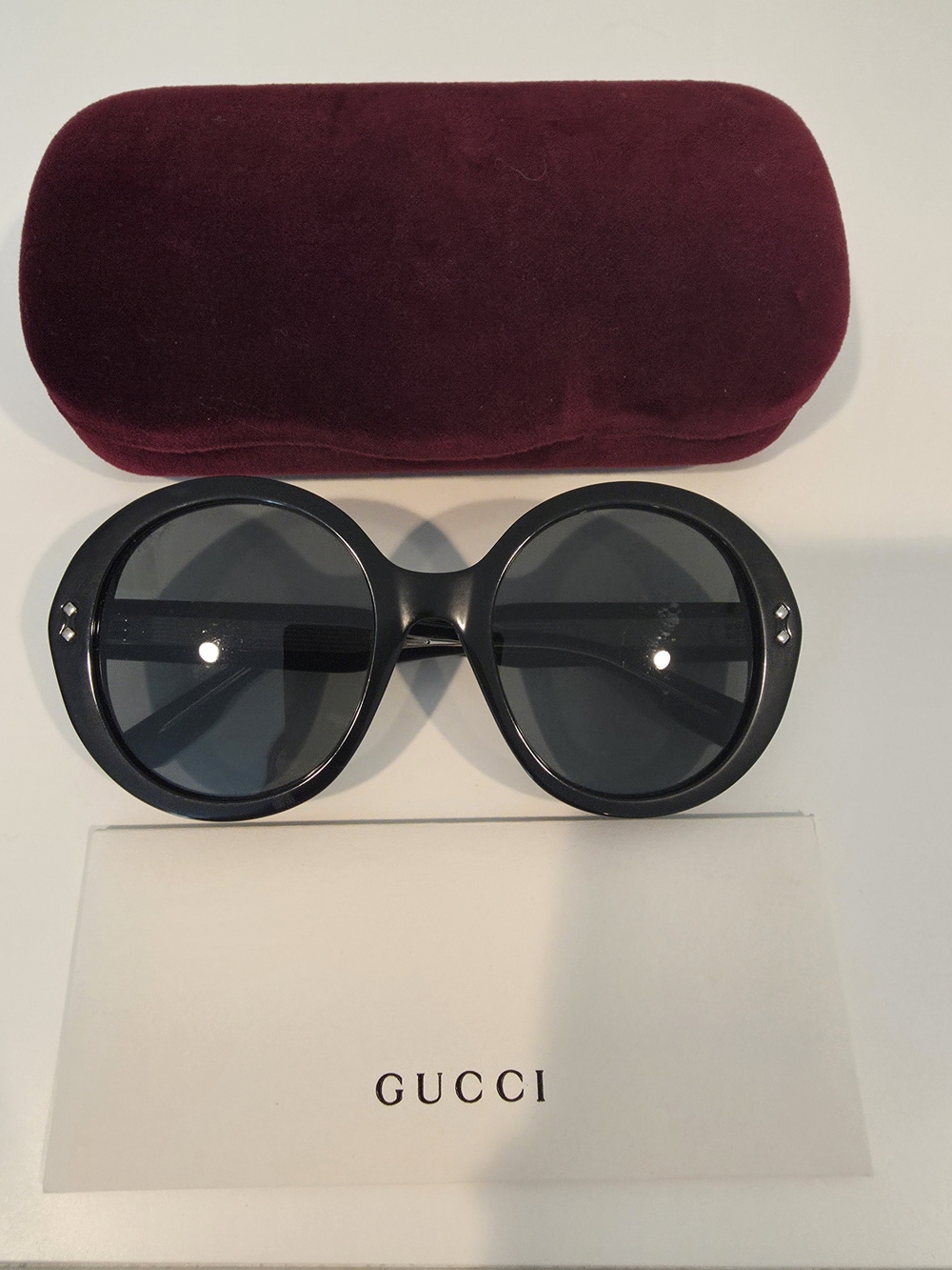 Gucci Women’s Black Round Frame Sunglasses